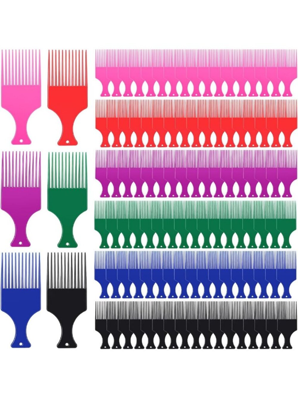 120 Pcs Colorful Afro Picks & Wide Tooth Combs - Hair Styling Essentials